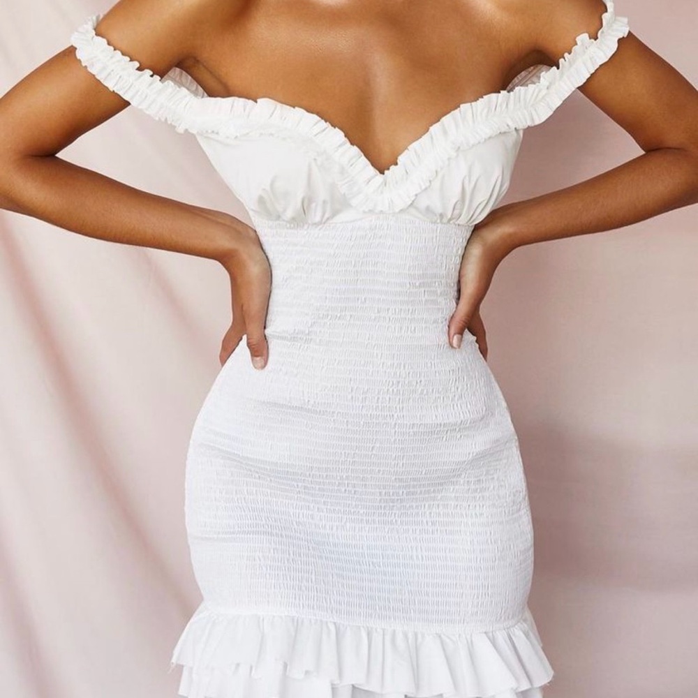 House of CB Strapless White Dress